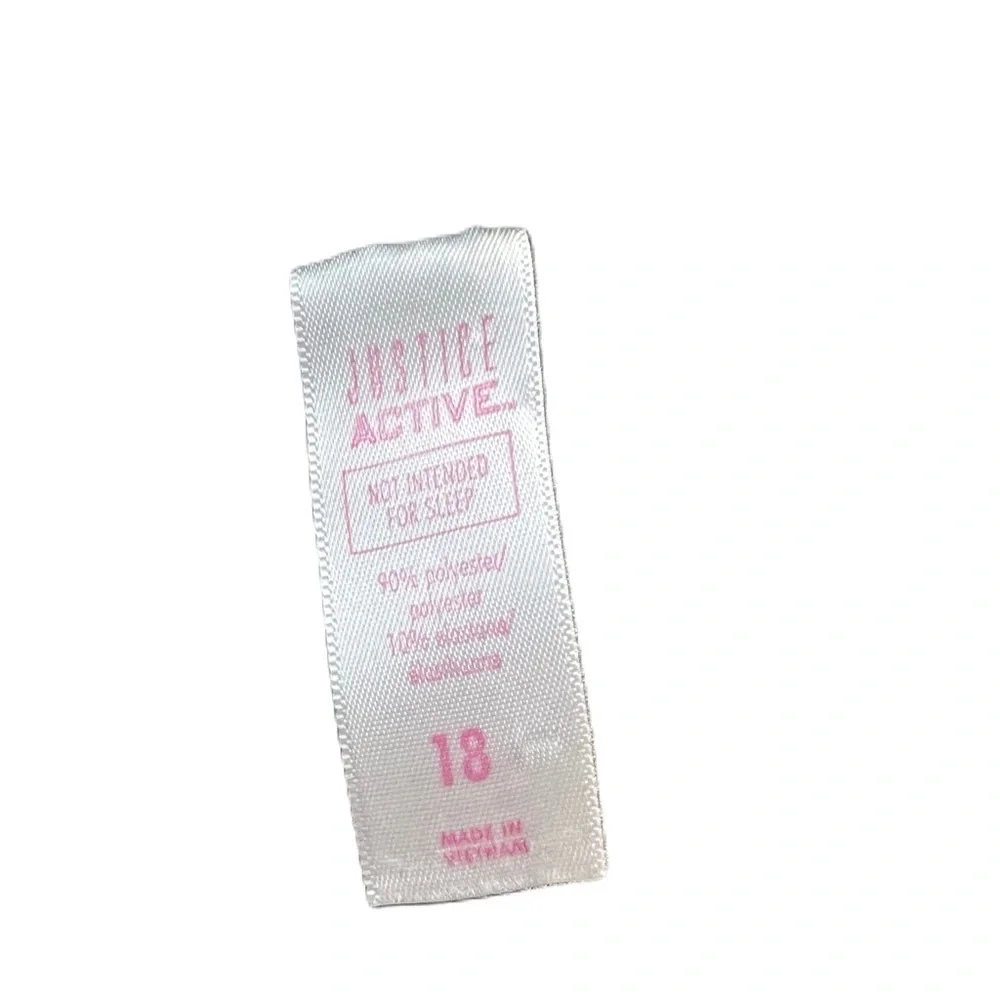 JUSTICE Active Leggings Logo Print gray Pink Sz 18